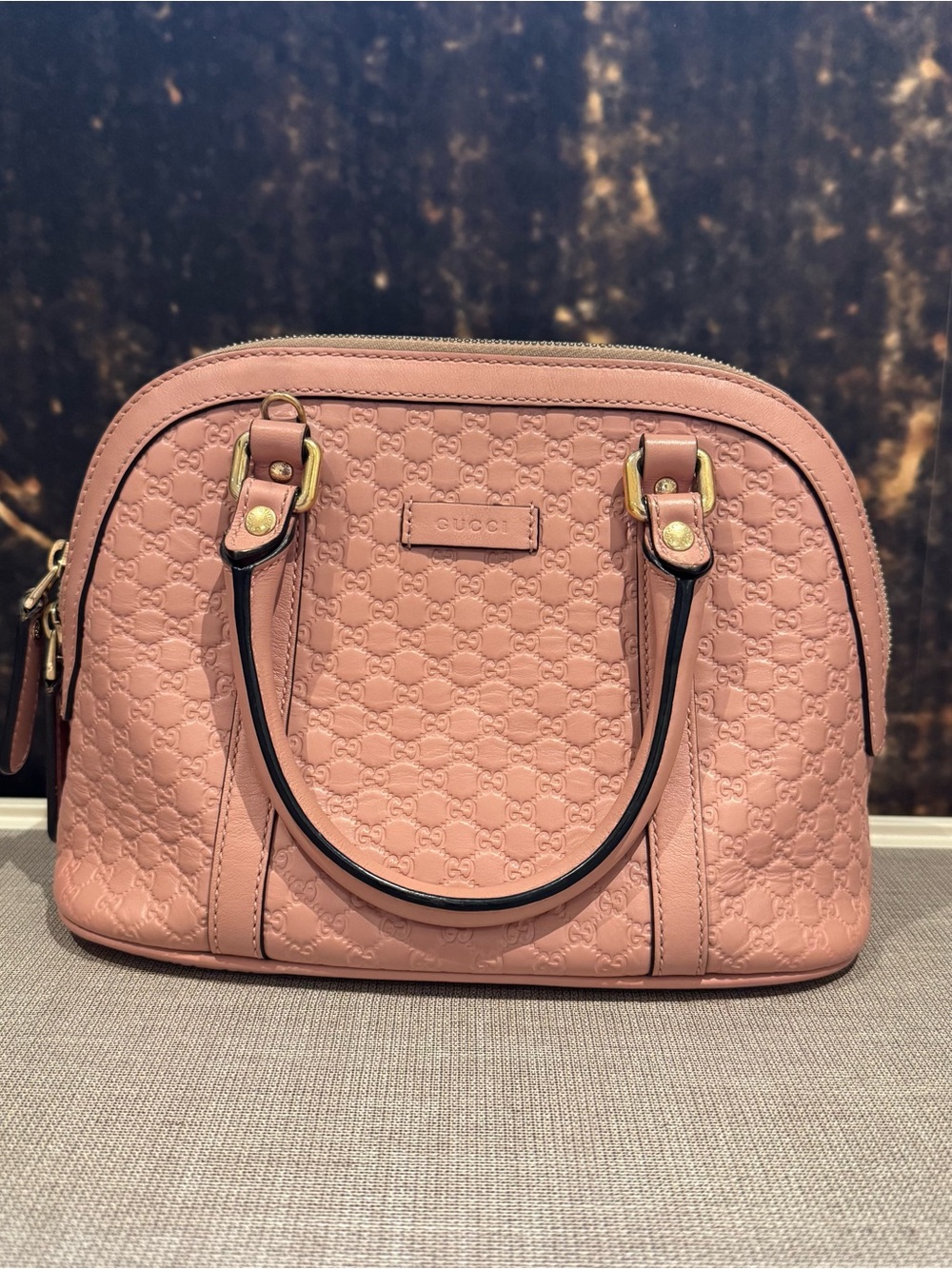 Authentic Gucci Pink Signature Leather Satchel